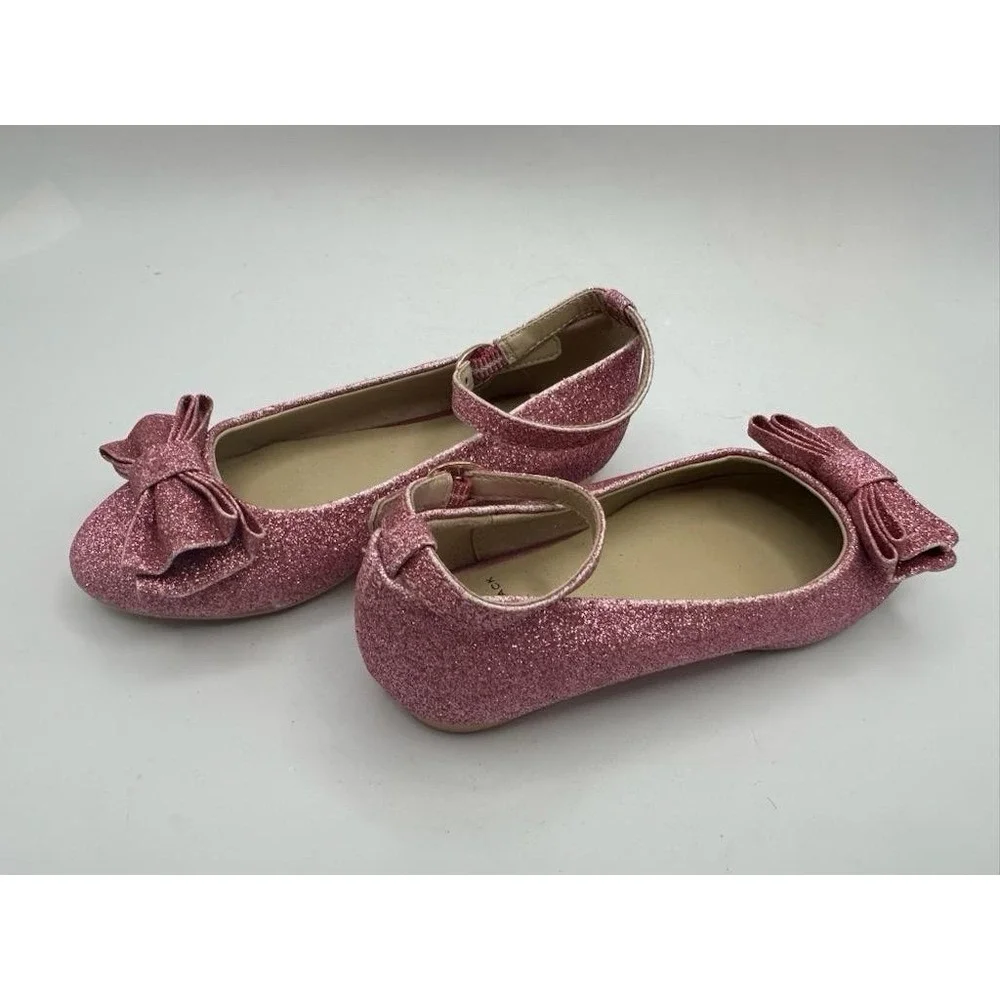 Janie And Jack Disney Princess Aurora Pink‎ Glitter Ballet Flats Kids Shoes 8T